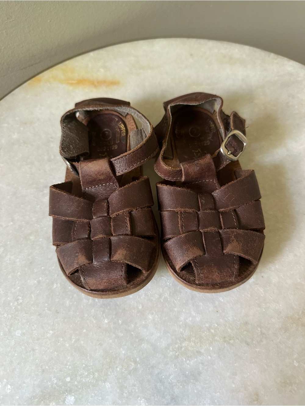 Kids Brown Leather Fisherman Sandals